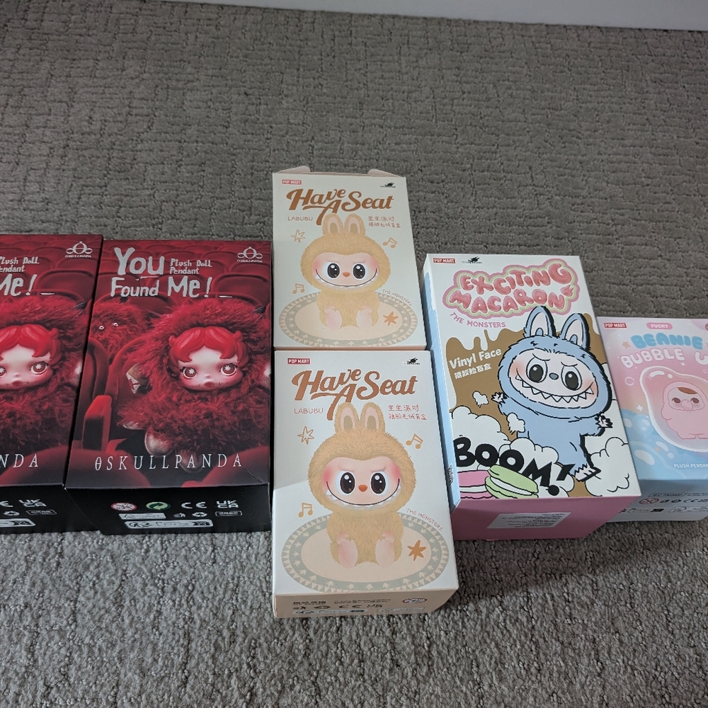 PopMart Labubu, Skullpanda, Pucky Bundle